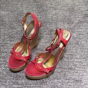 Pink patent leather wedges - made in Italy